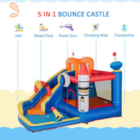 Outsunny 5 in 1 Kids Bouncy Castle Large Water Slide Water Gun with Air Blower