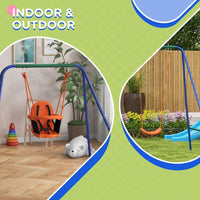 Outsunny Garden Swing Set for Toddlers Kids with Seats Safety Belt Orange