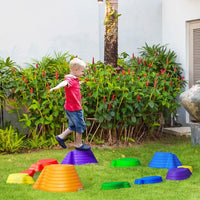 Outsunny 11-Piece Fish Shaped Balance Stepping Stones for Kids Multicoloured