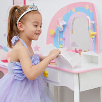 Fantasy Fields Vanity Set Dressing Table with Mirror Storage & Stool for Kids