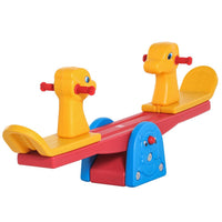 HOMCOM Kids Seesaw Safe Teeter Totter 2 Seats with Easy-Grip Handles
