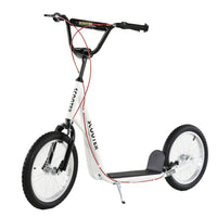 HOMCOM 90-96cm Kids Kick Scooter Adjustable Handlebar Inflatable Wheels WHITE