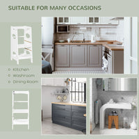 Kids Step Stool Toddler Kitchen Stool with Adjustable Standing Platform WHITE