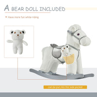 HOMCOM Kids Plush Ride-On Rocking Horse with Plush Toy Sound Handle Grip WHITE