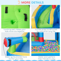 Outsunny Kids Inflatable Bouncy Castle 6 in 1 Water Slide Water Gun & Air Blower