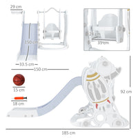 AIYAPLAY Space Themed Slide and Swing Set for Kids Swing Slide Basketball Hoop