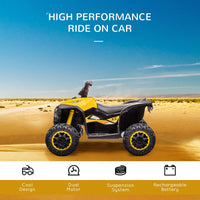 HOMCOM 12V Electric Quad Bikes for Kids Ride On Car ATV Toy for 3-5 Years YELLOW