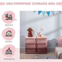 HOMCOM Kids Storage Unit Toy Box Vertical Dresser with Six Drawers Pink
