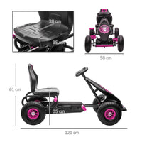 HOMCOM Children Pedal Go Kart with Adjustable Seat Rubber Wheels Brake PINK