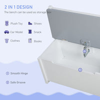 HOMCOM 4-Piece Set Kids Wood Table Chair Bench Storage Function for 3 Years+ Grey White