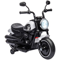 HOMCOM 6V Electric Motorbike with Training Wheels Toddler One-Button Start WHITE