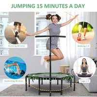 HOMCOM Foldable Trampoline Bouncer Jumper Adjust Handle for Adult Teens Green