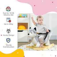 HOMCOM Husky-Shaped Baby Rocking Horse Ride On with Seatbelt for Ages 18-36 Months