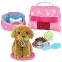 Plush Puppy Dog Carrier & 8 Interactive Accessories 18 inch Baby Dolls