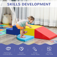 HOMCOM 4-piece Soft Play Set Climb and Crawl Foam Toddler Activity Toys