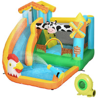 Outsunny Inflatable House Kids Bouncy Castle with Inflator & Bag