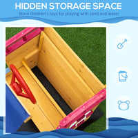 Outsunny Kids Wooden Sand Pit Sandbox Pirate Sandboat Outdoor with Canopy Shade