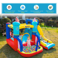 Outsunny Kids Bouncy Castle with Slide Pool Trampoline Climbing Wall with Blower
