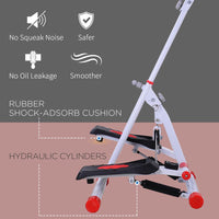 HOMCOM Foldable Stepper Adjustable Step Machine with Handlebar LCD Display Red