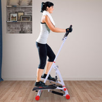 HOMCOM Foldable Stepper Adjustable Step Machine with Handlebar LCD Display Red