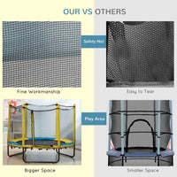 HOMCOM 4.6FT Kids Trampoline with Enclosure for Kids 1-10 Years Yellow