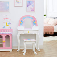 Fantasy Fields Vanity Set Dressing Table with Mirror Storage & Stool for Kids