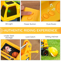 HOMCOM No Power Ride on Excavator Digger Music Light for 2-3 Years Old Yellow