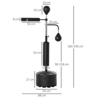 HOMCOM 3-in-1 Boxing Punching Bag with Stand with 2 Speedballs 360 Relax Bar