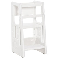 HOMCOM Kids Step Stool Adjustable Standing Platform Toddler Kitchen Stool White