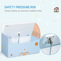 ZONEKIZ Two-In-One Wooden Toy Box Kids Storage Bench with Safety Rod Blue