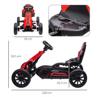 HOMCOM Children Pedal Go Kart with Adjustable Seat Handbrake RED