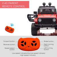 HOMCOM 12V Kids Electric Ride On Car Truck Off-road Toy with Remote Control Red