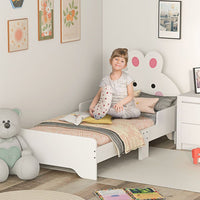 ZONEKIZ Toddler Bed Kids Bedroom Furniture Rabbit Design White
