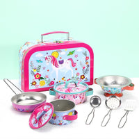 SOKA Kitchenware Set Metal Kids 10 PCS Kitchen Set with Carry Case UNICORN