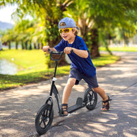 HOMCOM Push Scooter Teen Kids Stunt Bike Ride On with 12 inch EVA Tyres Black