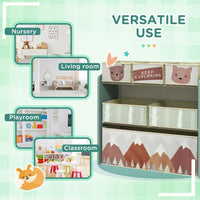 ZONEKIZ Kids Storage Units with 6 Boxes, Childrens Toy Storage Organiser, Green