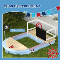 Outsunny Sand Pit with Blackboard Flag Storage Deck for Outdoor Play Blue