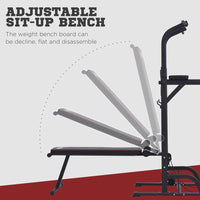 HOMCOM Multifunction Home Workout Station Tower Steel Frame Bench Bars Ropes