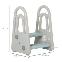 HOMCOM Two-Step Stool for Kids Toddlers with Handle for Toilet Potty Training