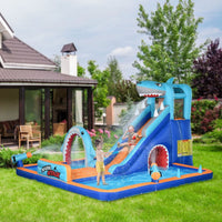 Outsunny 6 in 1 Kids Bouncy Castle with Slide Pool Trampoline & Blower