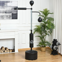 HOMCOM 3-in-1 Boxing Punching Bag with Stand with 2 Speedballs 360 Relax Bar