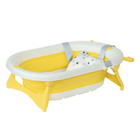 HOMCOM Foldable Baby Bath Tub Ergonomic with Temperature-Induced Water Plug YELLOW