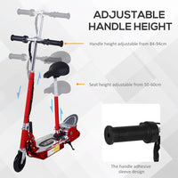 HOMCOM Teen Foldable Electric Scooter Battery 12V 120W with Brake Kickstand RED