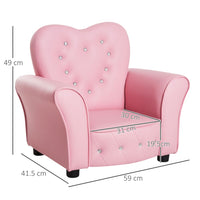 HOMCOM Kids Toddler Sofa Children Armchair Seating Chair Relax Girl Princess Pink
