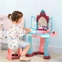 HOMCOM 31 Piece Kids Dressing Table with Magical Princess Mirror Light and Music