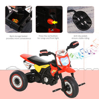 HOMCOM Toddler Pedal Tricycle Ride-On Learning Music Lights 18-36 Months Red