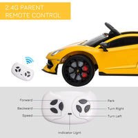 Lamborghini SVJ 12V Ride-On Car with Lights Music Remote 3-8 Yrs YELLOW