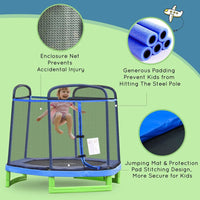 HOMCOM 7FT Kids Trampoline Mini Bouncer W/ Enclosure Ages 3-12 Year Blue