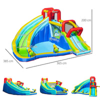 Outsunny 5 in 1 Kids Bouncy Castle with Slide Pool Inflatable House & Inflator