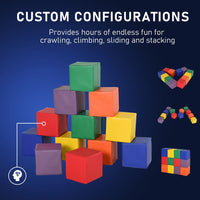 HOMCOM 12 Piece Kids Soft Play Blocks Soft Foam Toy Building Stacking Block